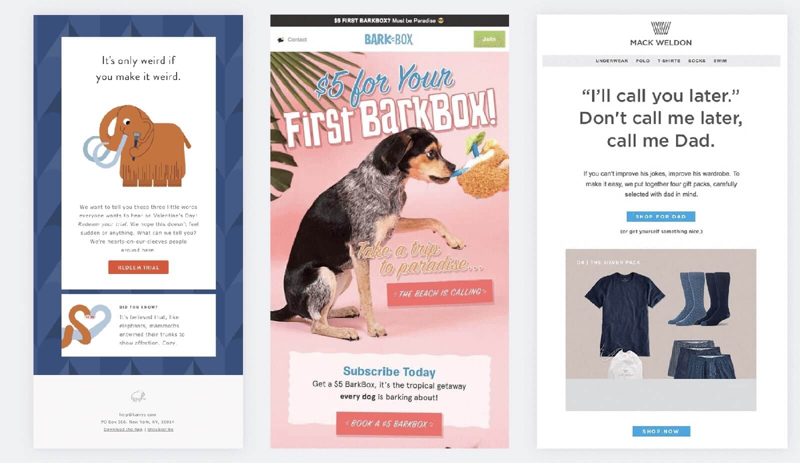 Humor in emails design examples